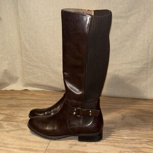 Dark brown wide calf riding boots